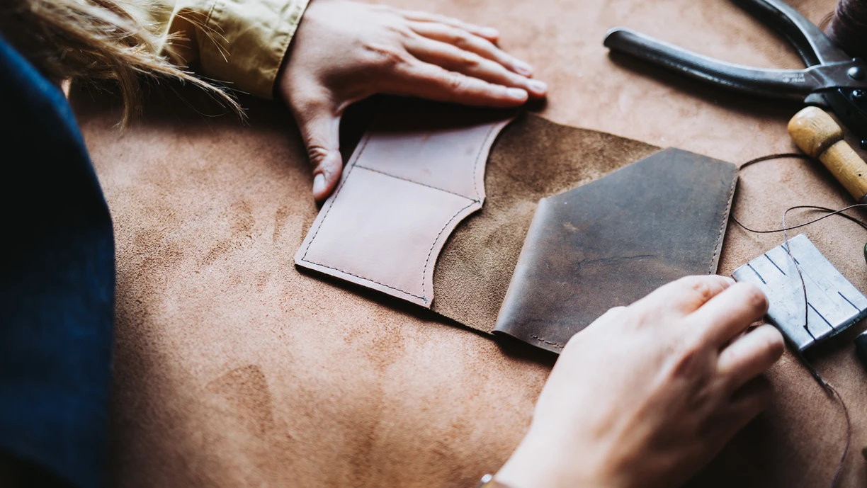 Leather case in production