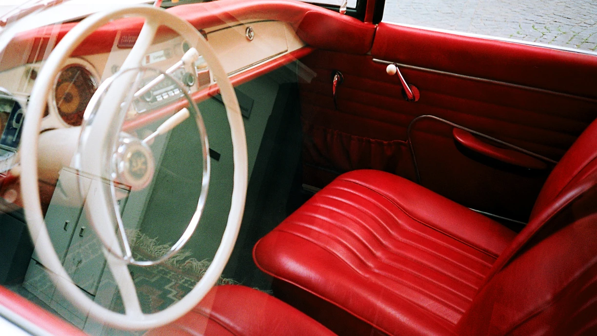 Red leather in car