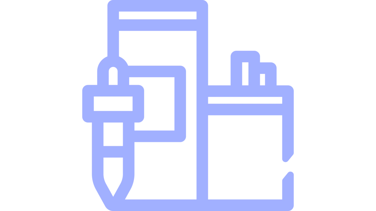 Blue icon of a dropper and a test tube rack with two test tubes