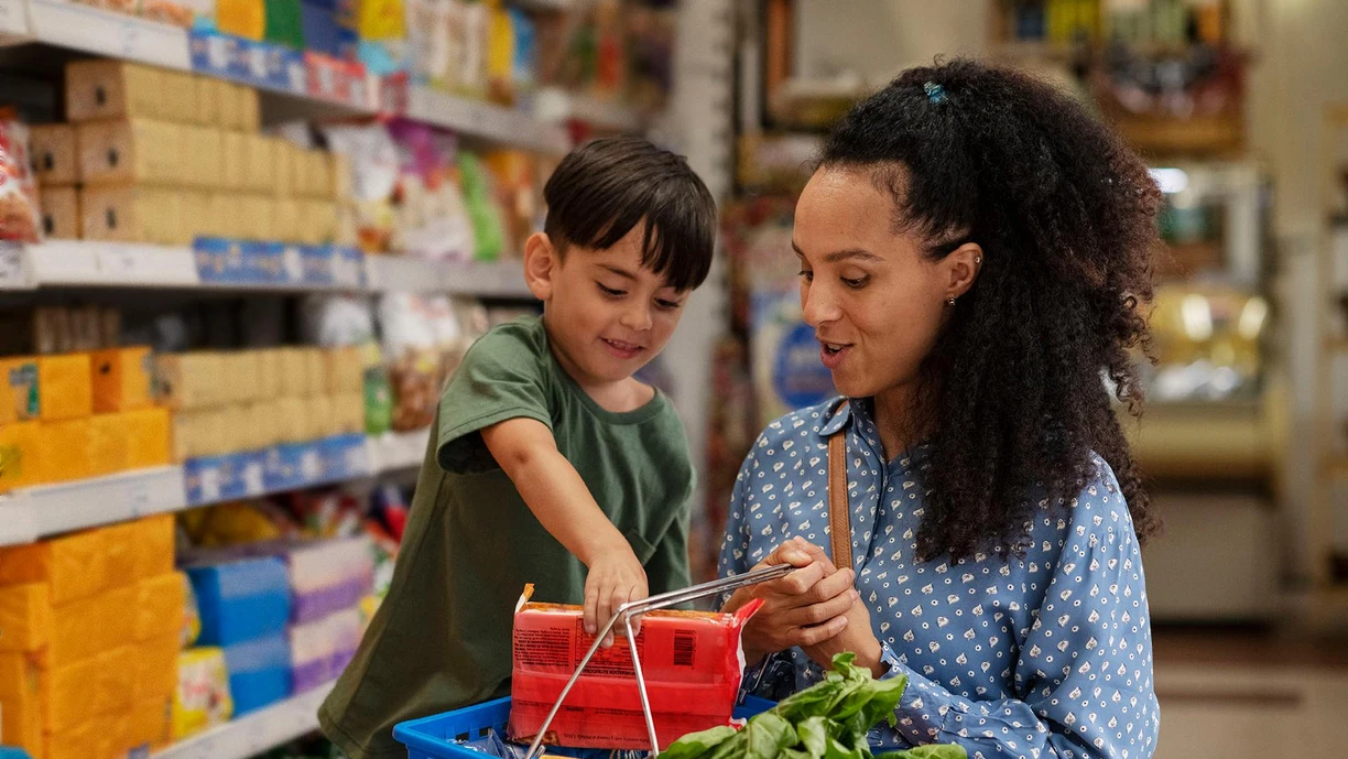 mum and son shopping