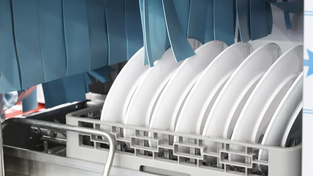 plates in a dishwasher