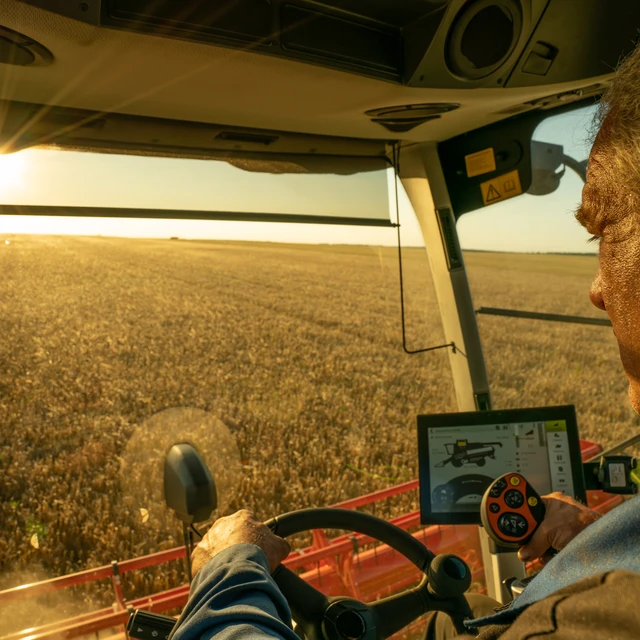 Farmer harvesting crops