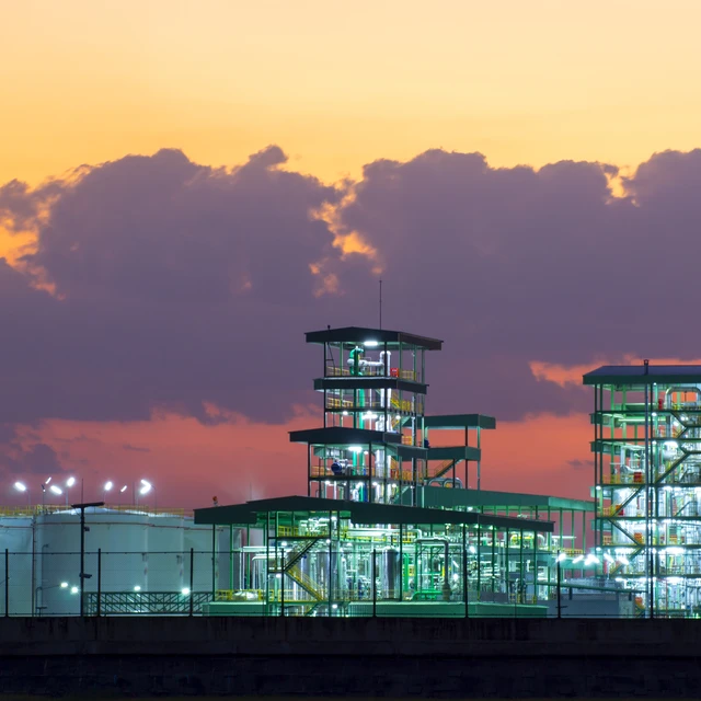 Oil plant at night