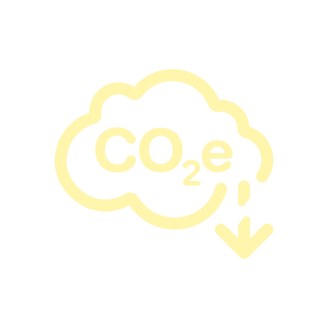 Icon showing CO2e written in a cloud with a downward arrow
