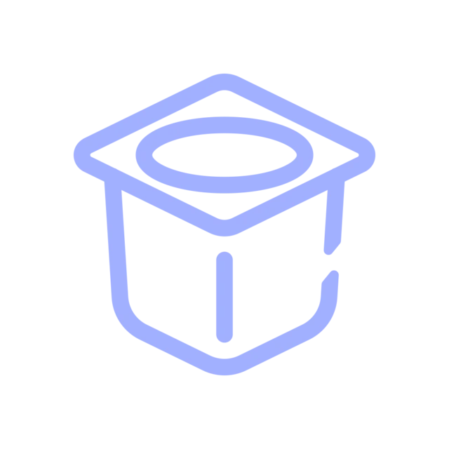 Icon showing a yogurt pot, indicating people’s homes 