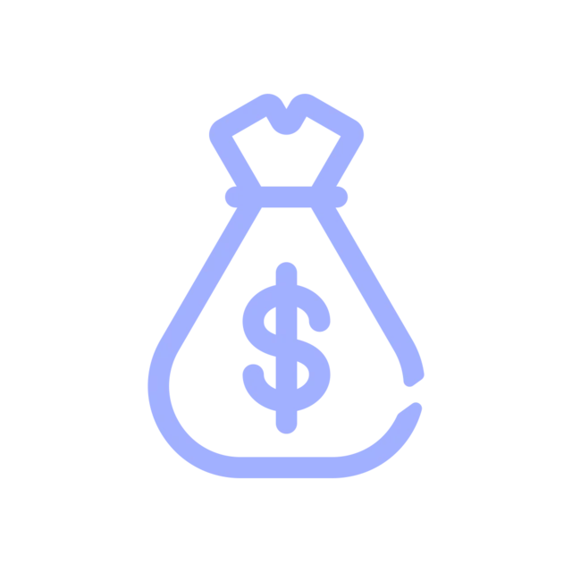 Icon showing a pouch with a dollar sign, indicating ingredient savings 