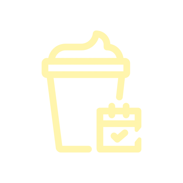 Icon of a pot of yogurt with a calendar and a tick mark