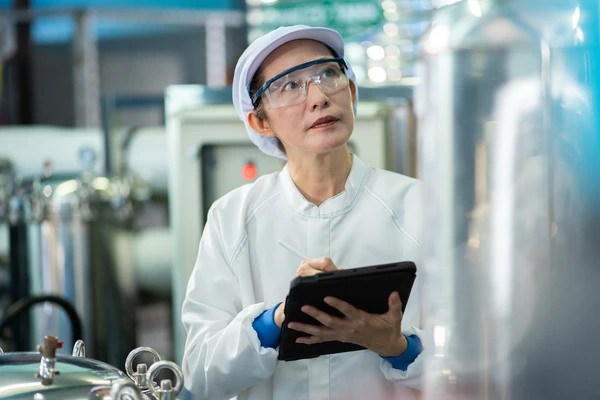 Woman taking notes in laboratory