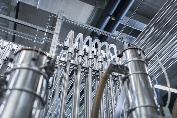 Brewing tank and machines in the factory