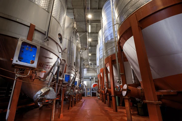 Fermentation tanks in a winery