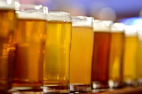 Row of different types of beer