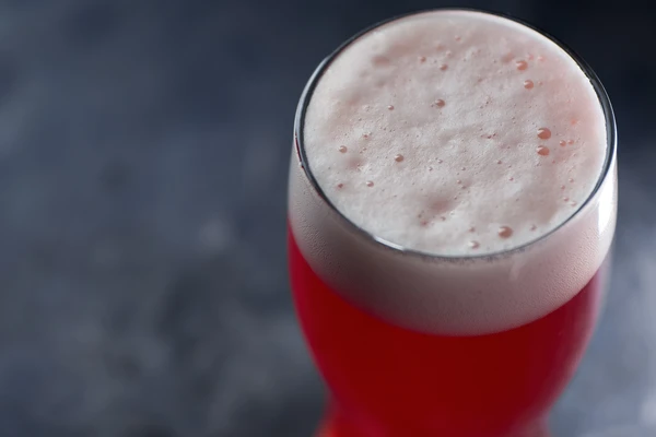 Red sour beer close up