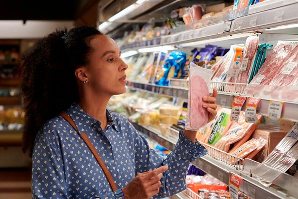 Woman_at_a_supermarket_looking_at_a_package_of_ham