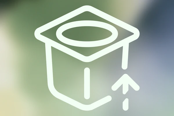 Icon of a yogurt pot with an upwards arrow, indicating how Novonesis can help fermented milk producers get more 