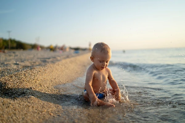 toddler at beach