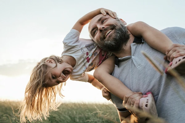 Father and daughter happy