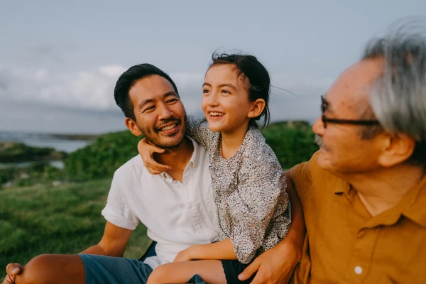 father and daughter and grandfather