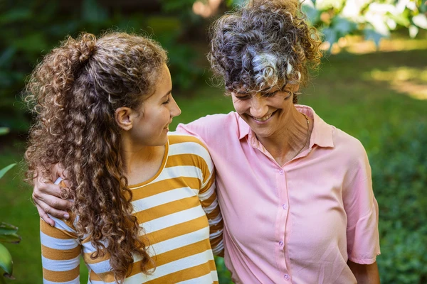 women talking in garden