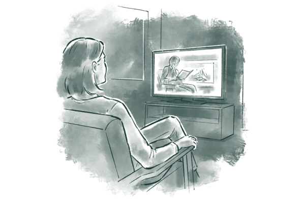 Woman watching cozy video