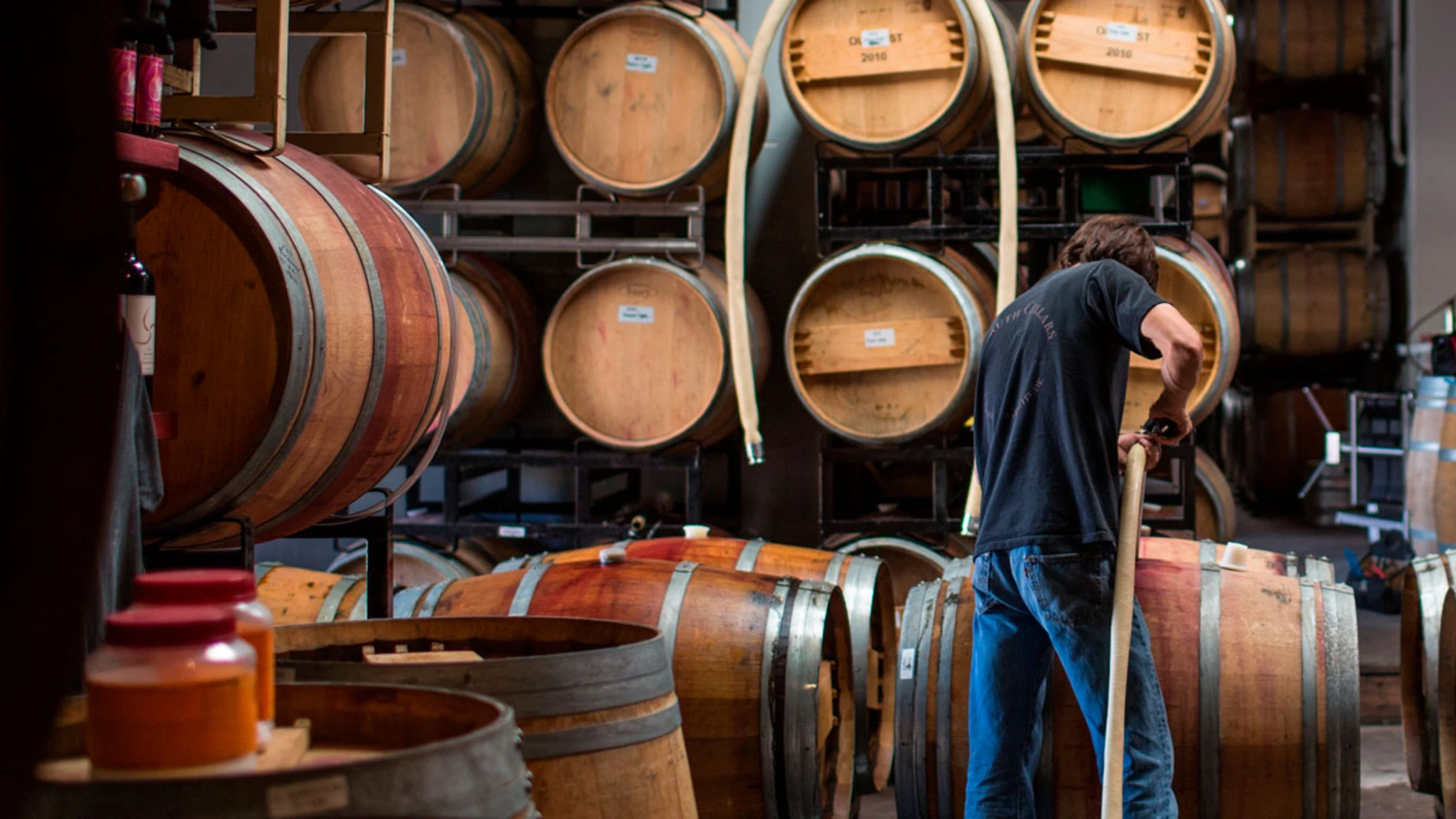 Winemaker making wine 