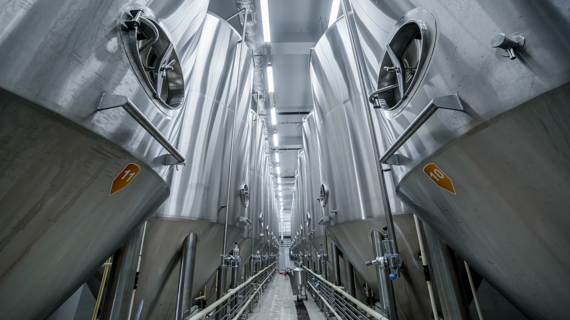Fermentation tank in a modern brewery