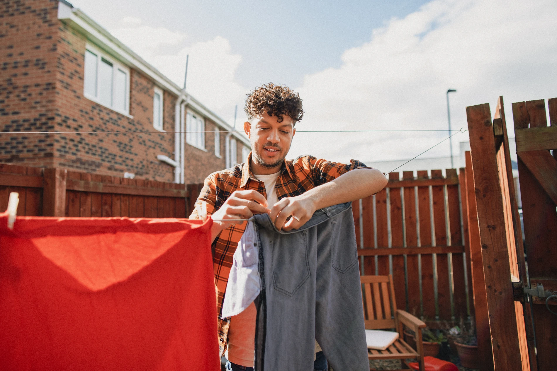man doing household chores