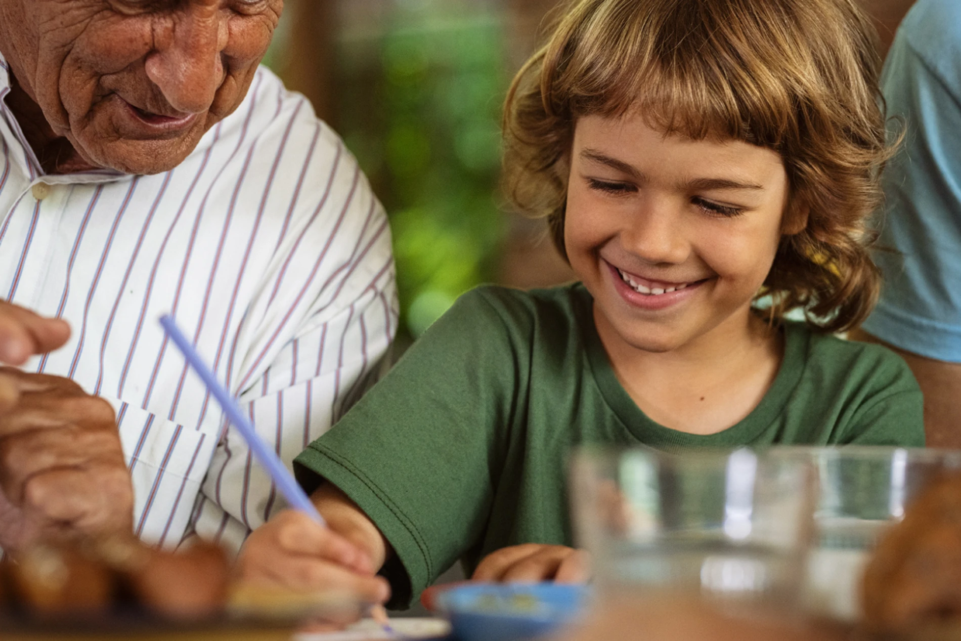 Healthy young boy with grandfather